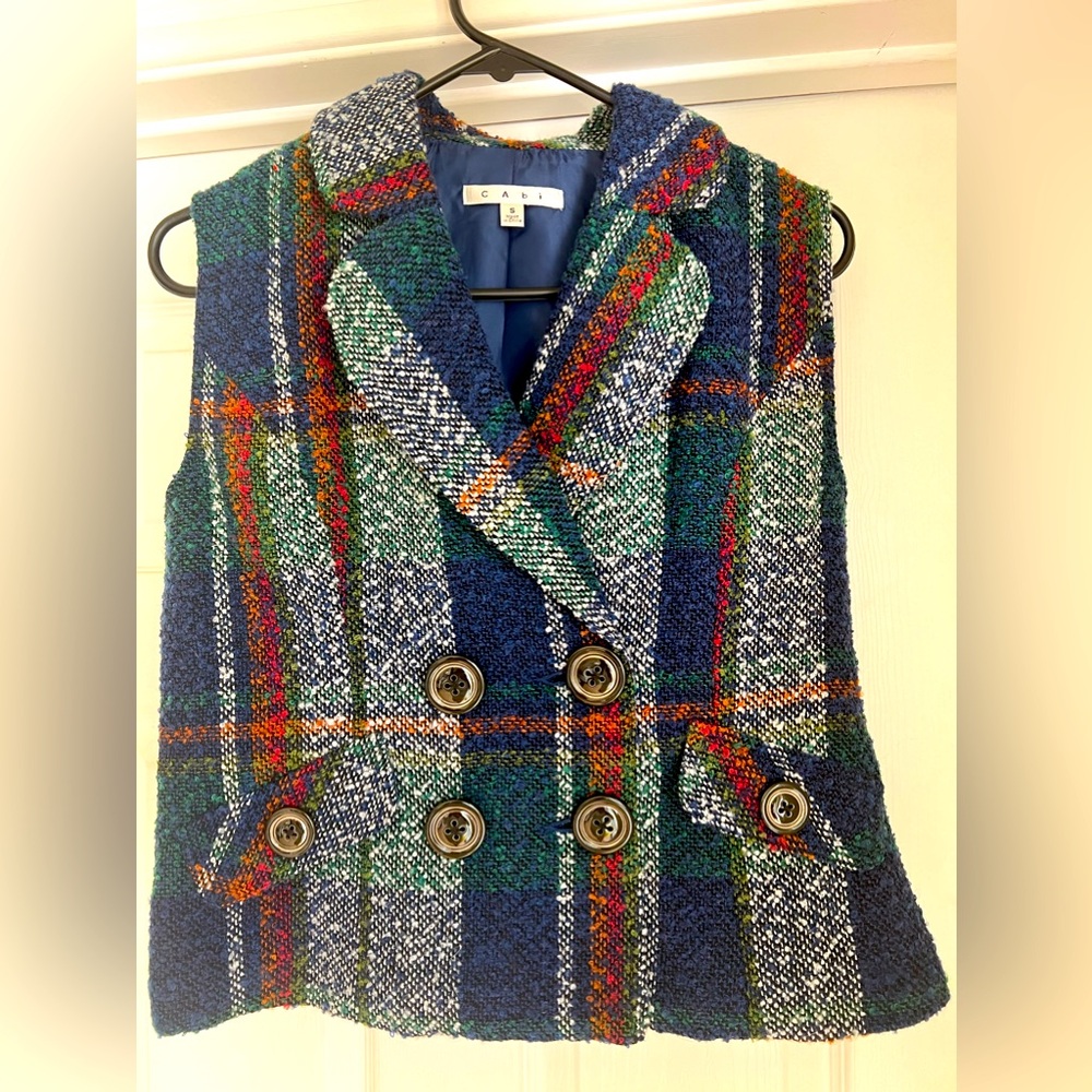 CAbi Double Breasted Tweed Vest